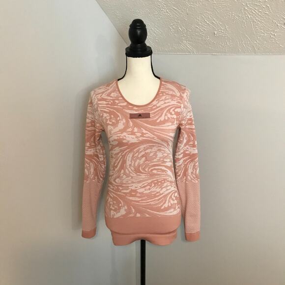 Adidas by Stella McCartney Parley Pink/White Long-Sleeved Yoga Top - Size Medium - Picture 2 of 13